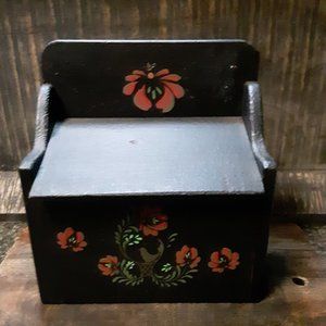 Vintage Wood Recipe Box, Sits on counter or Hangs on Wall